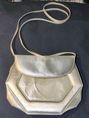 Rare Vintage Stuart Weitzman Metallic Gold Crossbody Shoulder Bag NOW ONLY $48